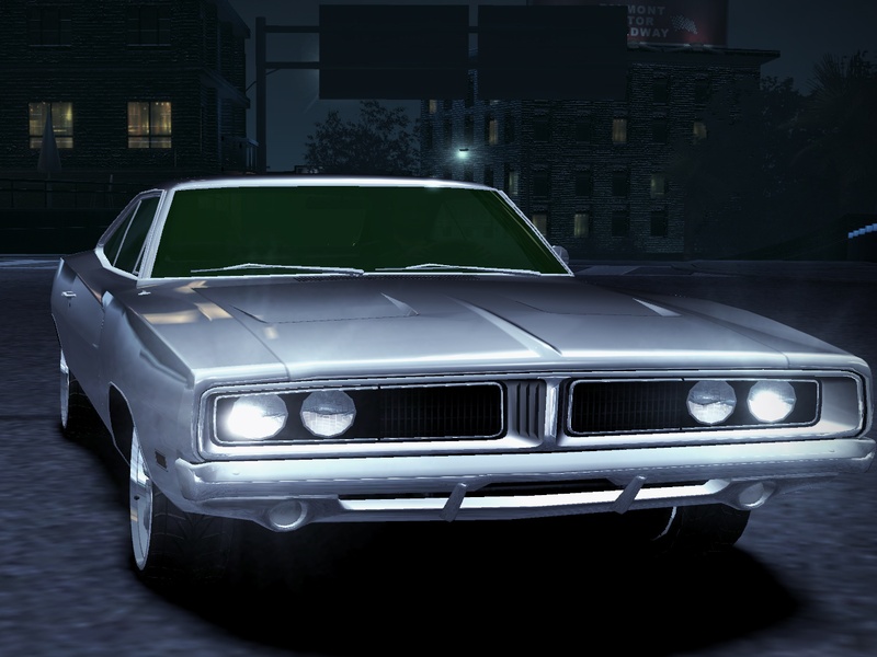 White Stock 1969 Dodge Charger R/T with American Racing wheels