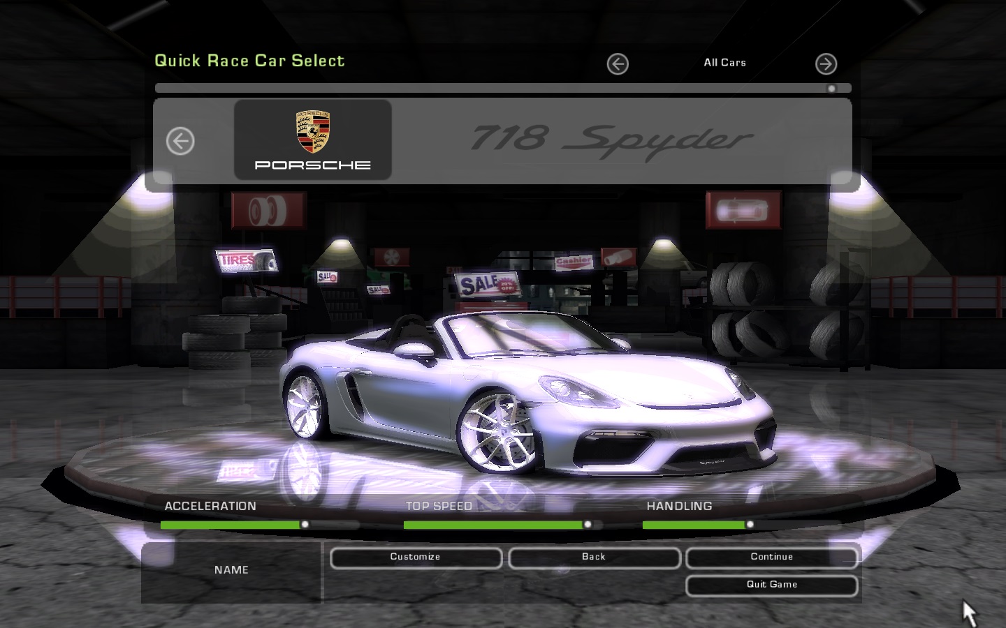 Need For Speed Underground 2 Porsche 718 Spyder