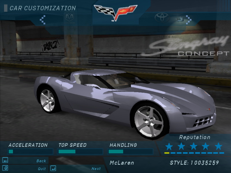 Need For Speed Underground Chevrolet Corvette Sting Ray Concept